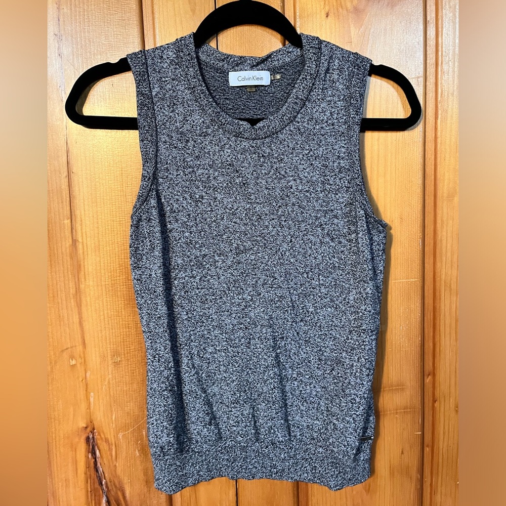 Calvin Klein Women's Grey Jacket- grey crewneck sweater vest
